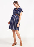 Model is 5'9", 7 1/2 months pregnant and wears size S.||True Navy Lurex Stripe