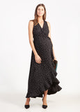 Model is 5' 10.5", 6 months pregnant, wears size S.||Black Polka Dot Print