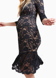 Model is 5’9”, 6.5 months pregnant, and wears size S.||Black/Nude