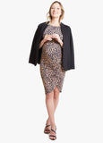 Model is 5’9”, 6.5 months pregnant, and wears size S.||Leopard