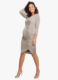 Model is 5’10”, 4 months pregnant, and wears size S.||Gold Foil