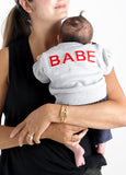 Model is 1 month old and wearing 0-6 Months.||Light Heather Grey