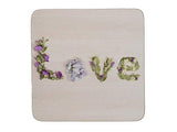 Everyday Home 'Floral Love' Printed Square Cork-Backed Drinks Coasters, 10.5 cm -Cream/Purple (Set of 4)