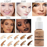 Foundation Liquid, Hinmay Foundation Full Coverage New 30ml PHOERA 24HR Matte Oil Control Concealer Liquid Foundation(104# )
