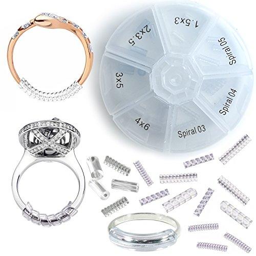 Assorted Ring Size Reducers Ring Clip Guard Resizer Adjusters Pack of 21pcs, 7sizes / Including New Spiral Style