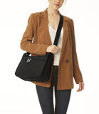 Deluxe Everyday Bag, Nylon Handbags and Classic Purses, Crossbody, front zippers, black solid