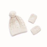 Cable Knit Baby Hat & Mitten Set