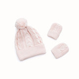 Cable Knit Baby Hat & Mitten Set