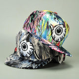 2017 Fashion colorful graffiti big eyes Hip Hop Baseball caps for women Couple hats Flat Brim Vintage doodle Hippie Snapback Cap