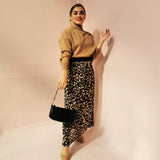 Black Leopard Pleat Skirt