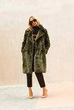 Olive Faux Fur Midi Coat