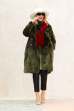 Olive Faux Fur Midi Coat
