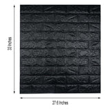 10 Pack | 58 Sq.Ft Black Peel and Stick 3D Foam Brick Wall Tile