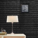 10 Pack | 58 Sq.Ft Black Peel and Stick 3D Foam Brick Wall Tile