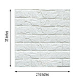10 Pack | 58 Sq.Ft White Foam Brick Wall Tiles Peel and Stick 3D Wall Panel Room Decor