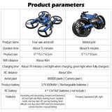 Best Drone For Kids - Motorcycle Flying Drone For Kids and Teenagers -Folding RC Drone & Folding Aircraft Quadcopter Toy - Drone Pro: Multi-functional Folding Motorcycle Drone - - Shopptique