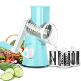 Multifunctional Rotary Mandoline Slicer Grinder,Vegetable Chopper,Nut Cheese Shredder,Cabbage Veggie Cutter with Round Graters Kitchen Chopping Tool - Multi-Function Vegetable Cutter & Slicer -Blue - Shopptique