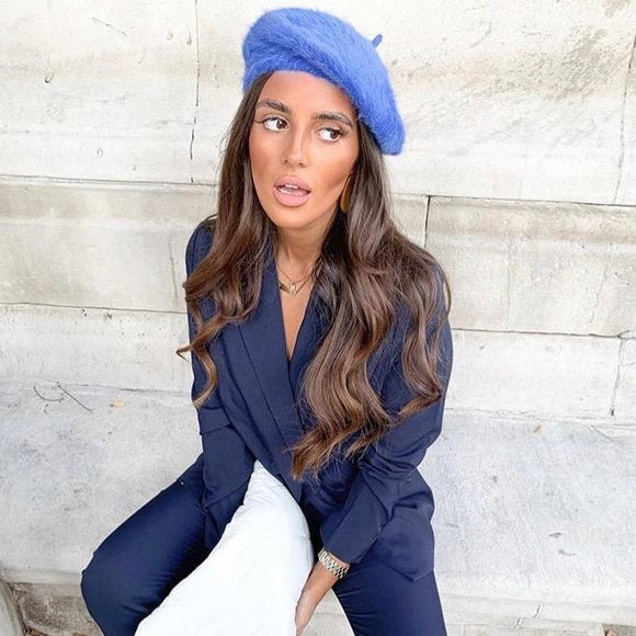 Blue Angora Beret