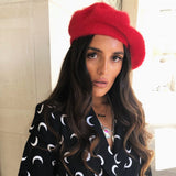Red Angora Beret