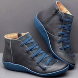 New Arch Support Leather Boots Hot Trending Deal US 4.5/ UK 2.5/ EU 35 Blue 